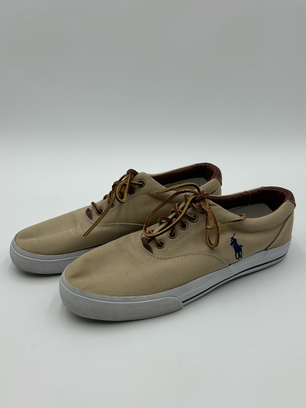 Polo by Ralph Lauren Vaughn Beige Tan Canvas Low-Top Sneakers - Men’s Size 10D